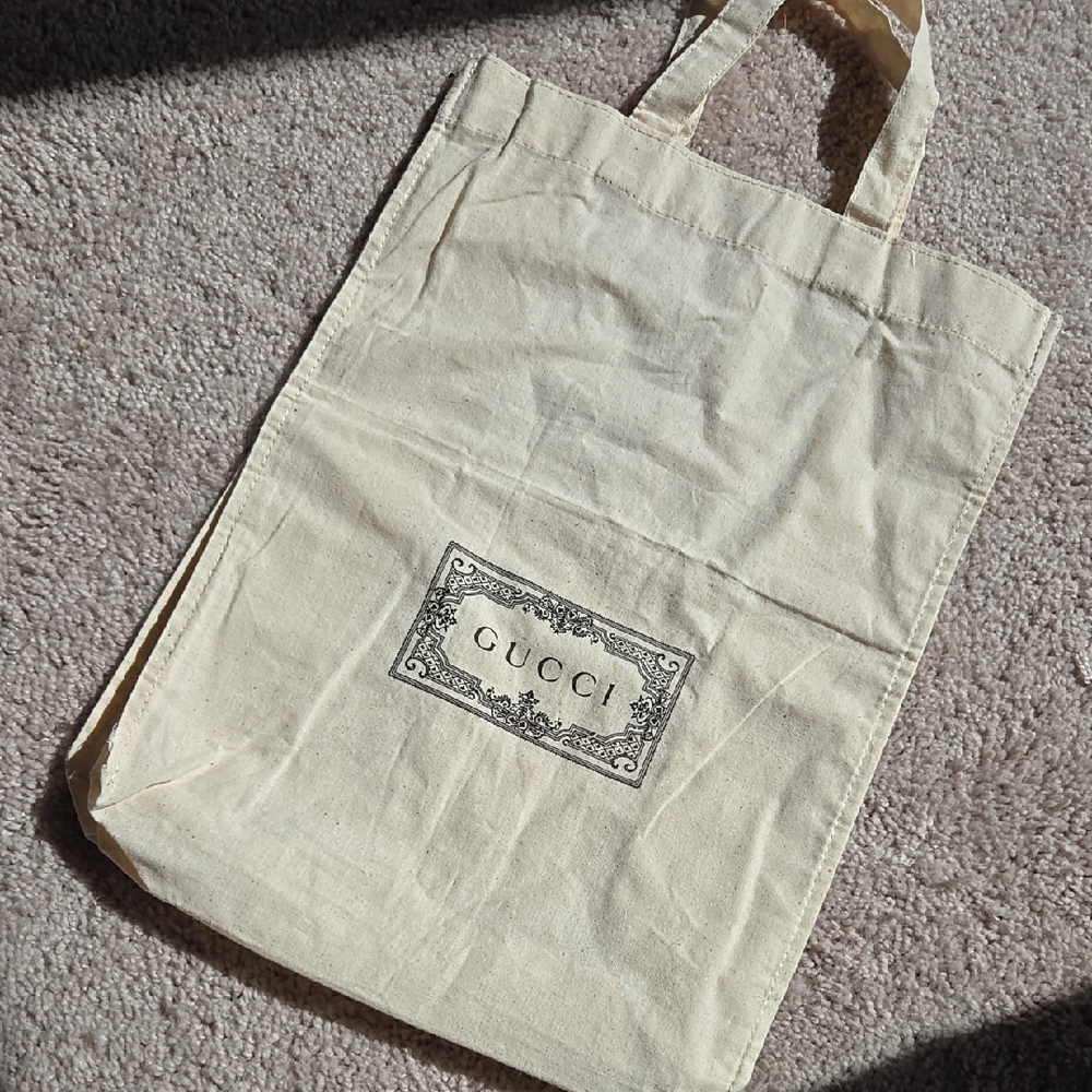 Gucci Beige Canvas Logo Tote